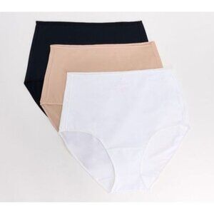 A630705 Breezies Stretch Micro Full Brief Panties\2X\Basic Pack BLK/WHT/BEIGE LN